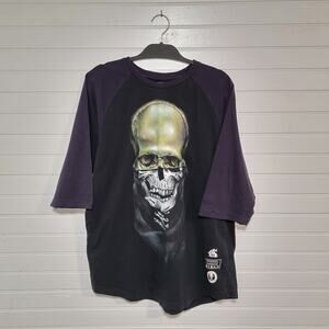 Sullen Art Collective Size Large Oversized Long Raglan Sleeve Skull Goth T Shirt
